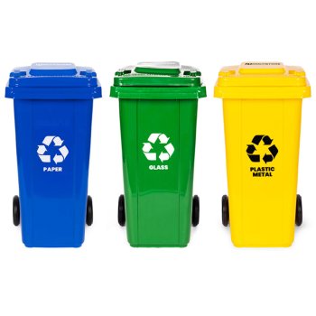Multistore 3x120L šiukšlių konteinerių rinkinys, mėlynas/žalias/geltonas