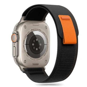 TECH-PROTECT NYLON STRIPE APPLE WATCH 6 / 7 8 9 10 SE ULTRA 1 2 (44 45 46 49 MM) BLACK/ORANGE