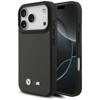 BMW dėklas iPhone 17 Pro telefonui M Kevlar Matt MagSafe, juodas