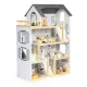 ECOTOYS medinis lėlių namelis su 18 baldų rinkiniu ir 4 lėlėmis