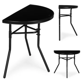 Semi-Circular Glass Balcony Table MultiGarden SC-090-1, Black
