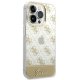 Guess 4G Pattern Script dėklas, skirtas iPhone 14 Pro, auksinis