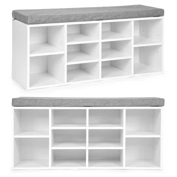 ModernHome WYJ-015 batų spintelė su minkšta sėdyne, balta
