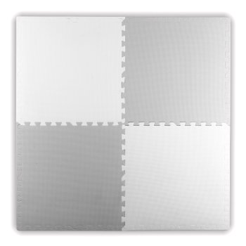 Large foam mat, puzzle 4 pcs white and gray