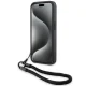 BMW Signature Leather Wordmark Cord dėklas telefonui iPhone 15 Pro, juodas