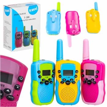 Vaikiškos racijos Walkie Talkie, 3 vnt. rinkinys, veikimo atstumas iki 3 km