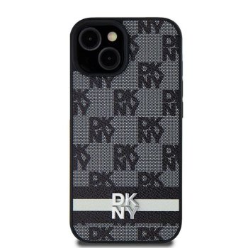 DKNY Leather Checkered dėklas Samsung Galaxy S24 Ultra telefonui, juodas