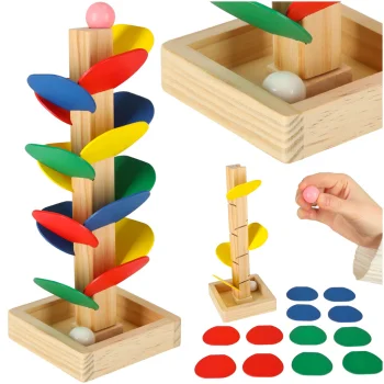 Medinis edukacinis žaislas Rutuliukų trasa Medis Montessori