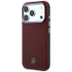 Mercedes Leather Semi Wrap Wood Effect MagSafe dėklas iPhone 17 Pro Max, raudonas