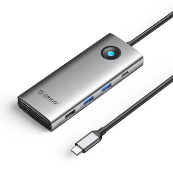 Orico PW11 8in1 USB-C Docking Station, HDMI 4K 60Hz, VGA, RJ45, PD 100W, Gray