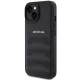 Mercedes-AMG dėklas iPhone 15 telefonui Leather Debossed Lines, juodas