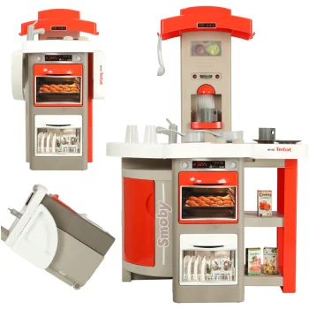 Smoby mini Tefal OpenCook 312202 Children Kids Toy Plastic Kitchen With Sound and Accessories, Red