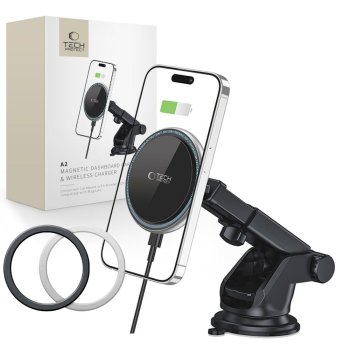 Tech-Protect A2 MagSafe 15W Car Holder & Charger Black