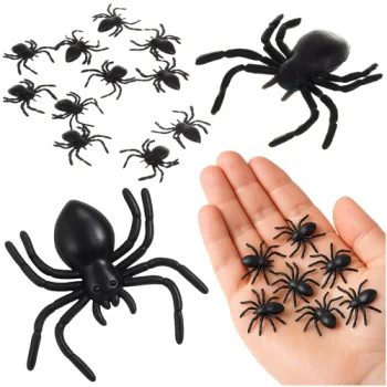 Ruhhy 00026028 Plastic Spiders Decoration, 10 pcs, Black