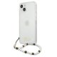 Guess Pearl skaidrus dėklas su perlais iPhone 13 mini, baltas