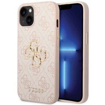 Guess 4G Big Metal Logo dėklas iPhone 15 Plus / 14 Plus, rožinis