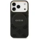 Guess dėklas iPhone 17 Pro telefonui PU Peony Hot Stamp MagSafe, juodas