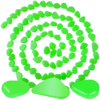 Glow in the Dark Pebbles Luminous Stones, 100 pcs Set, Green