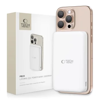Išorinė baterija Tech-Protect PB24 LifeMag QI2 MagSafe 10000 mAh, balta