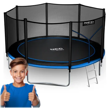 Neo-Sport batutas 374 cm (12 ft) su išoriniu tinklu ir kopėtėlėmis