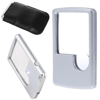 Pocket Magnifier with LED Light 3x 6x Silver