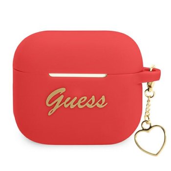 Guess Silicone Charm Heart dėklas Apple AirPods 3, raudonas