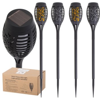 Solariniai sodo šviestuvai-deglais 12 LED, 4 vnt.