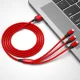 XO NB173 3in1 USB laidas – Lightning, USB-C, microUSB, 1.2 m, 2.4A, raudonas