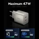 Spigen Essential EE472EU-GAN dviejų prievadų 47W įkroviklis, titano spalvos