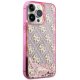 Guess Liquid Glitter Translucent 4G dėklas, skirtas iPhone 14 Pro, rožinis