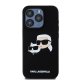 Karl Lagerfeld dėklas iPhone 15 Pro telefonui Silicone Karl & Choupette MagSafe, juodas