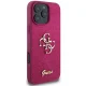 Guess Glitter Script Big 4G dėklas iPhone 16 Pro telefonui, violetinis