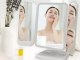 Folding LED Makeup Mirror with 3 Light Modes, USB, White