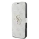 Apple iPhone 16 6.1\" Guess 4G Metal Logo Book Case Cover, Pink