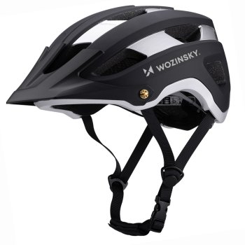 Wozinsky MTB dviratininko šalmas su nuimamu snapeliu, L dydis (57-62 cm), juodas/sidabrinis