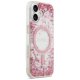 Guess Resin Bottom Glitter MagSafe dėklas iPhone 17 telefonui, rožinis