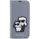 Karl Lagerfeld dėklas-piniginė iPhone 14 Pro Max telefonui, sidabrinis