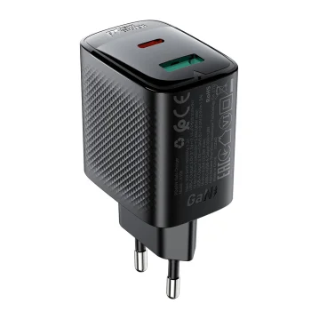 Sieninis įkroviklis Acefast A106 GaN PD 45W USB-C USB-A, juodas