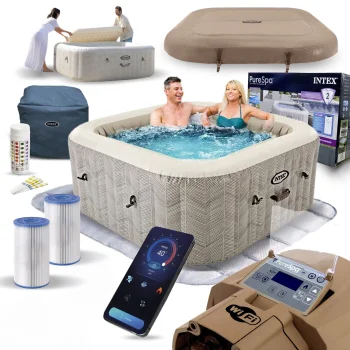Intex 28446 PureSpa pripučiamas sūkurinis baseinas, 4 asmenims, 175x71 cm, smėlio spalvos