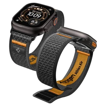 Spigen Athlex Air 2 Strap for Apple Watch (44 / 45 / 46 / 49 mm), Black and Orange