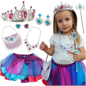Vaikų princesės karnavalinis kostiumas (9 dalių rinkinys)