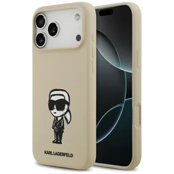 Karl Lagerfeld Silicone MagSafe dėklas, skirtas iPhone 17 Pro Max, rudas
