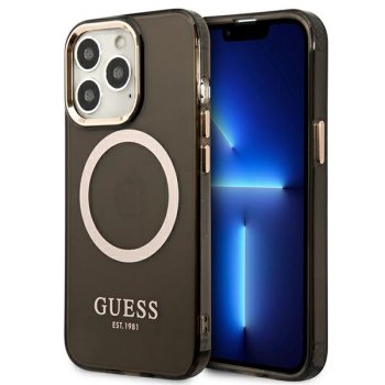 Guess Gold Outline Translucent MagSafe Case for iPhone 13 / 13 Pro - Black