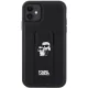Karl Lagerfeld dėklas iPhone 11 telefonui Gripstand Saffiano Karl & Choupette, juodas