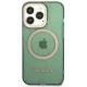 Guess Gold Outline Translucent MagSafe dėklas iPhone 13 Pro / 13, žalias