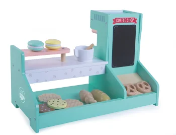 Wooden play café and shop for children with accessories, ECOTOYS