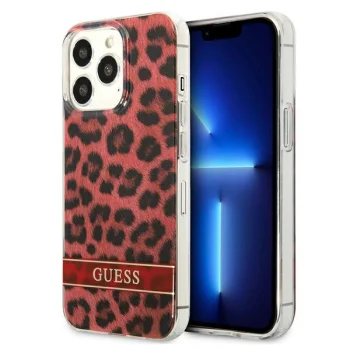 Guess Leopard dėklas, skirtas iPhone 13 / 13 Pro, raudonas