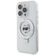 Karl Lagerfeld dėklas iPhone 15 Pro Max su MagSafe Ringstand, baltas