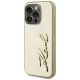 Karl Lagerfeld dėklas iPhone 15 Pro Max telefonui Wrinkled Metal Signature, auksinis