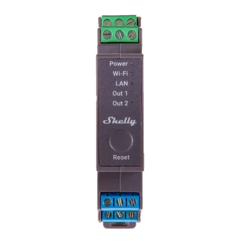 Shelly Pro 2 dviejų kanalų DIN bėgelio relė, WiFi/LAN